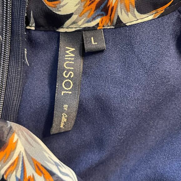 Miusol Women’s Dress Knee Length with Neck Tie Floral - Picture 2 of 5